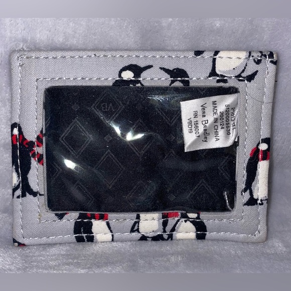 Vera Bradley “Playful Penguin” Quilted Grey ID Case Card Holder RN 156007 - Picture 2 of 5